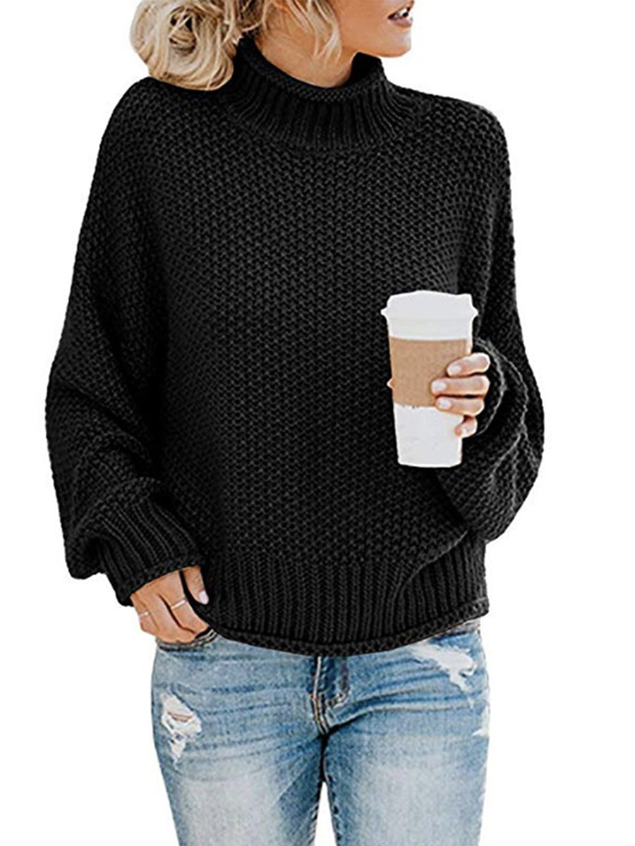 Turtleneck Dropped Shoulder Sweater