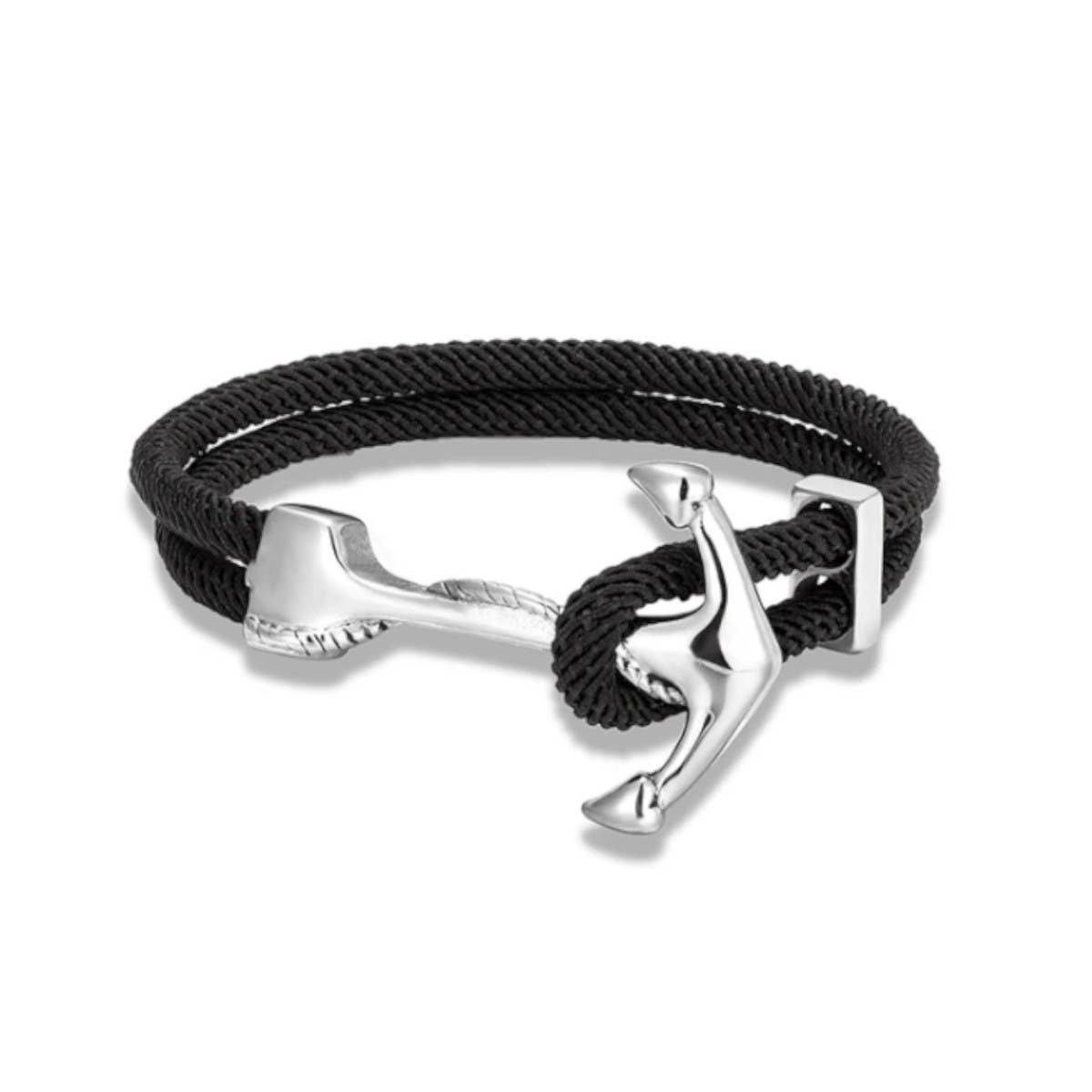 Anchor Rope Bracelet - Black: Silver