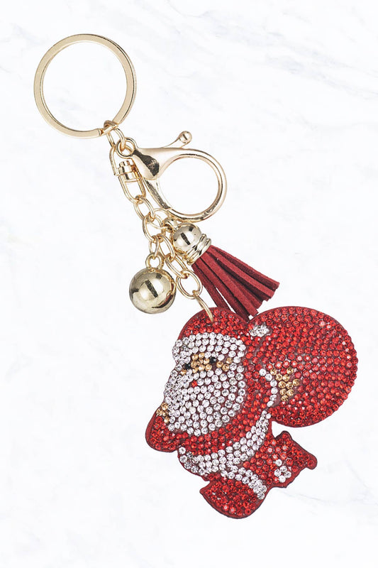 Glittering Santa with Bag Keychain