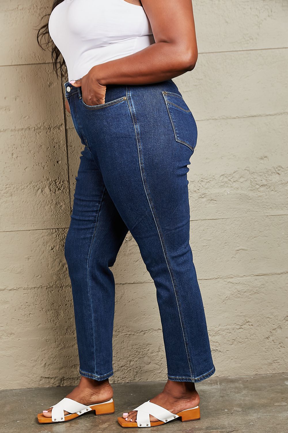 Judy Blue Kailee Full Size Tummy Control High Waisted Straight Jeans