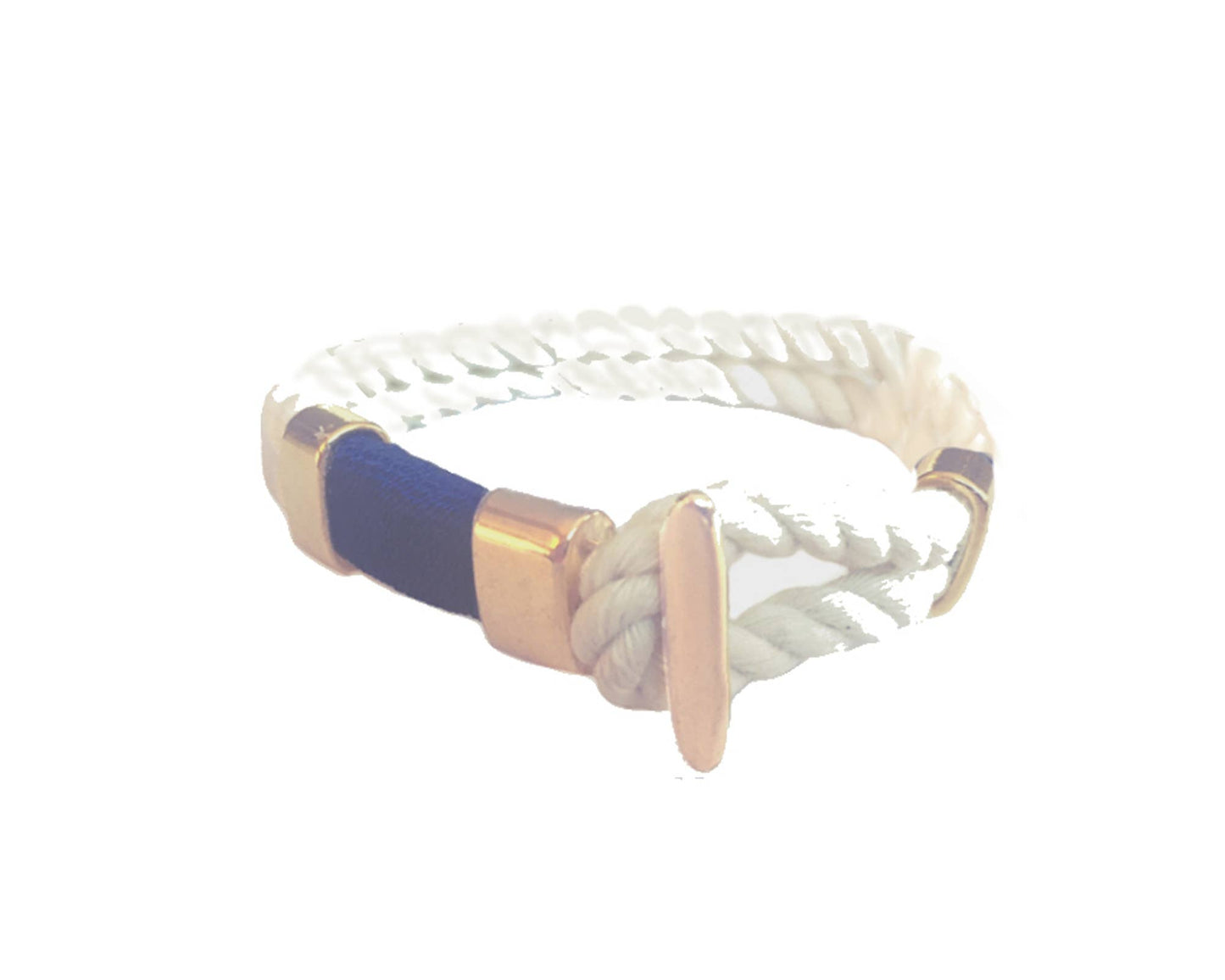 BRACELET - Nautical Rope, Mariner Style - Navy: Silver - Medium