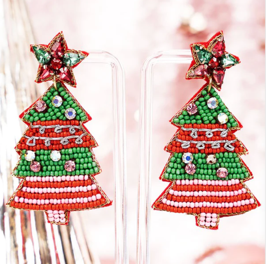 VIOLA THIS TREE IS LIT MULTI SEED BEAD EARRINGS