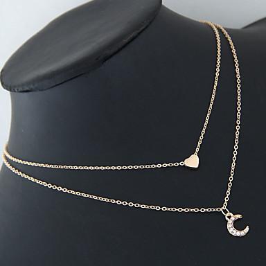 Moon and Heart Two Layer Necklace