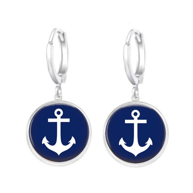 Earrings - Harwich Style - Anchor: Silver