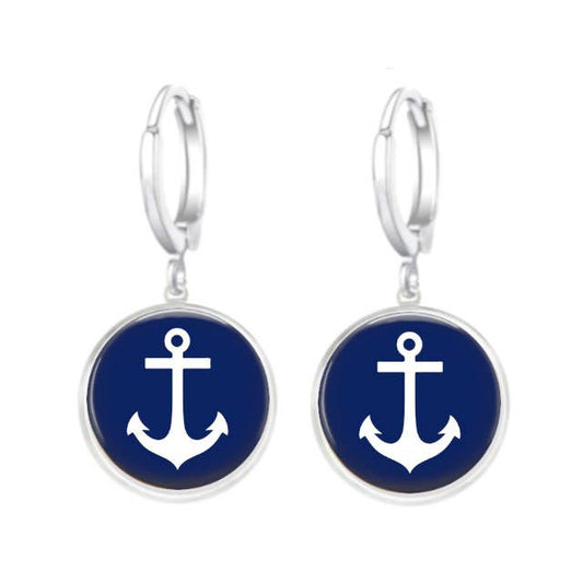 Earrings - Harwich Style - Anchor: Silver