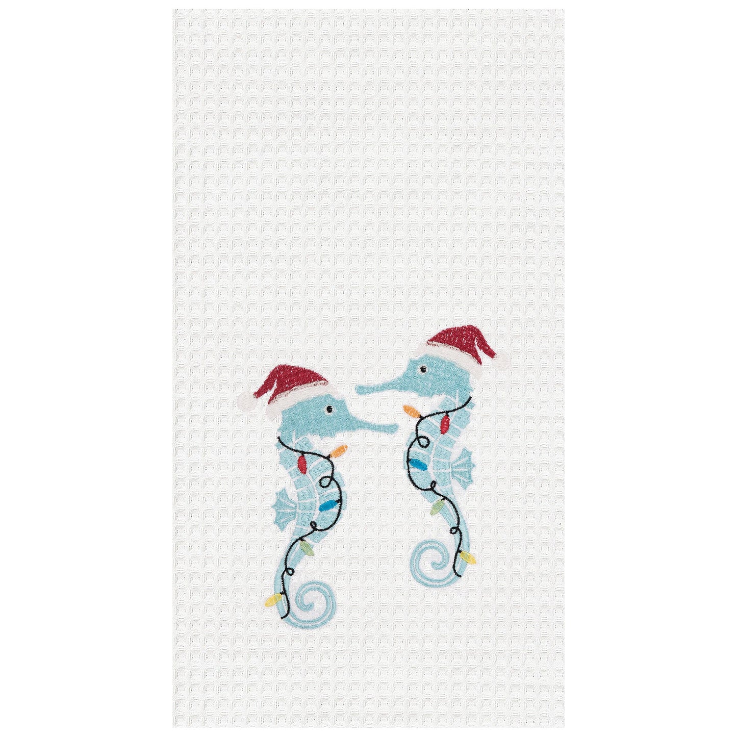 Christmas Festive Seahorses Coastal Kitchen Towel