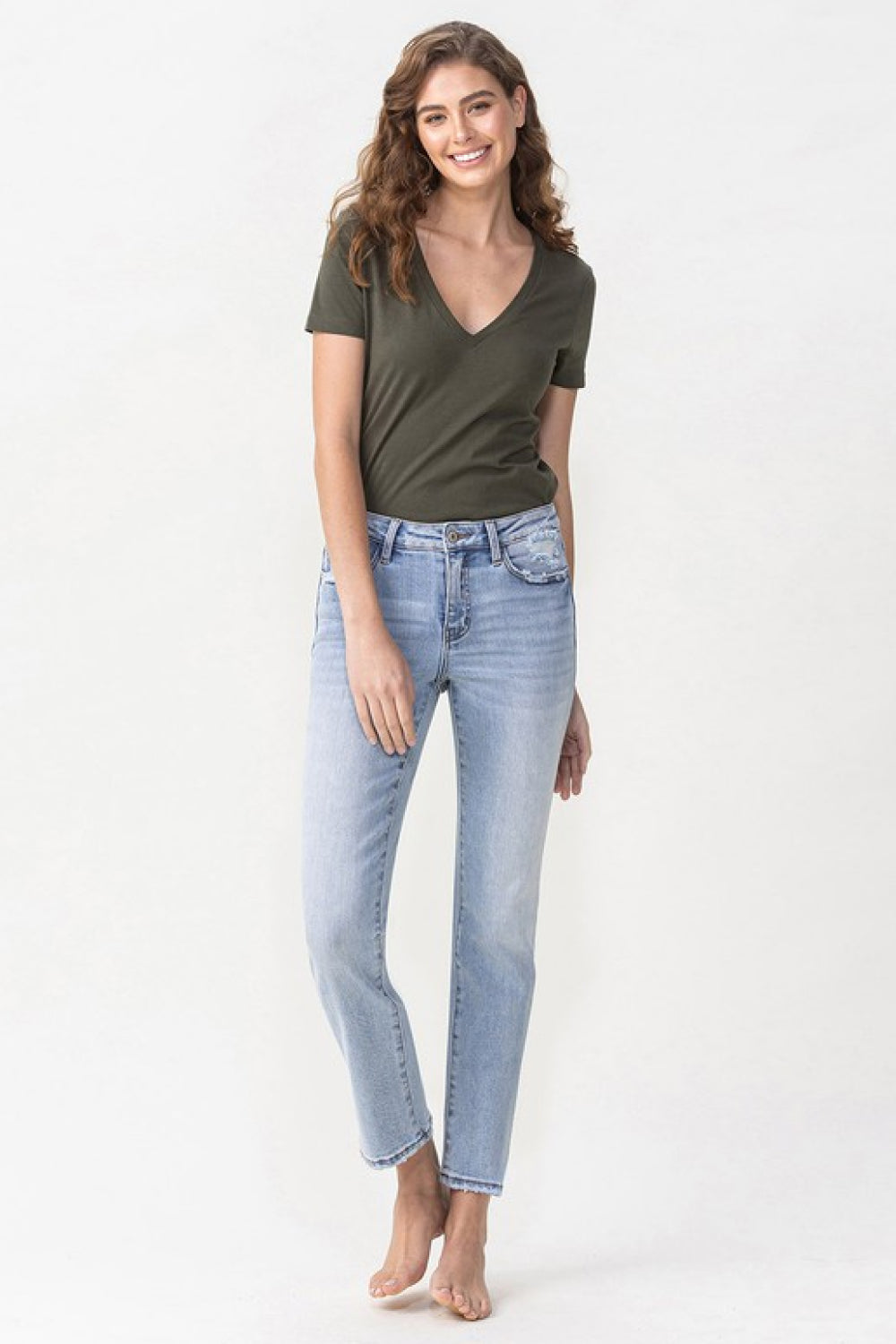 Lovervet Full Size Andrea Midrise Crop Straight Jeans