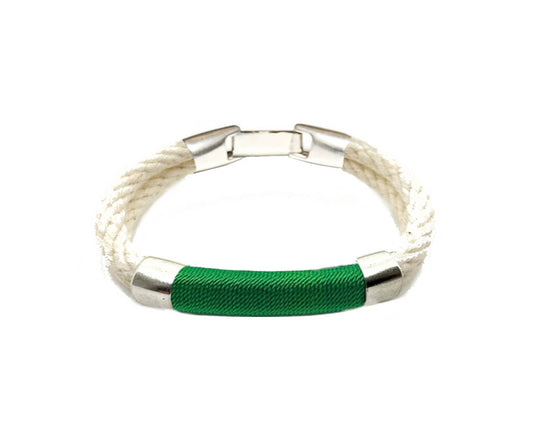 BRACELET - Nautical Rope, Nantucket Style - Green: Gold - Medium