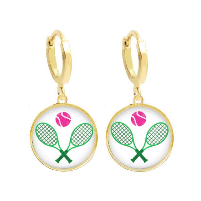 Earrings - Harwich Style - Pink and Green Tennis