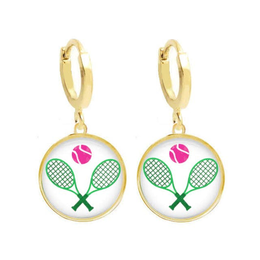 Earrings - Harwich Style - Pink and Green Tennis