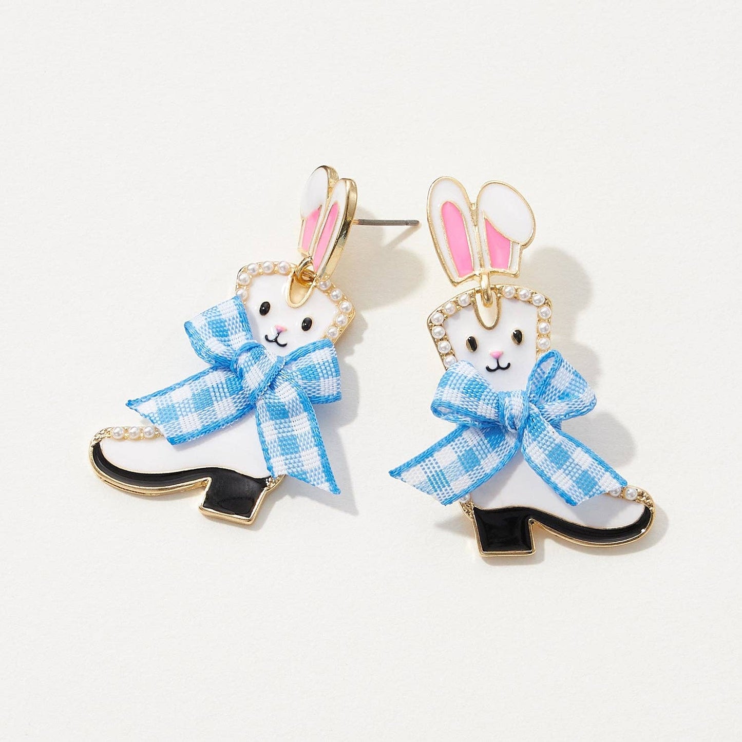 Enamel Easter Bunny Post Earrings: White