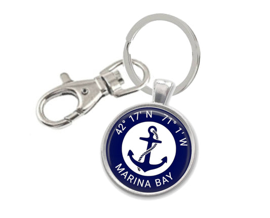 Keychain - Cape Cod Latitude Longitude with Anchor: Bottle Opener