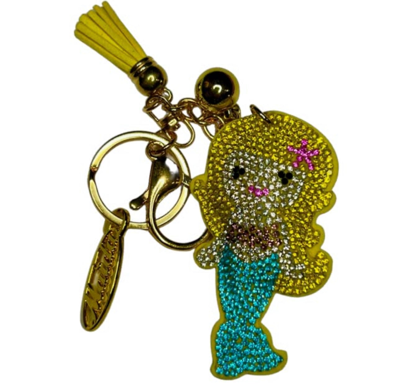 Blonde Sparkle Mermaid Keychain w/o pompom